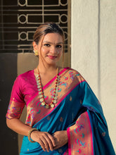 Womens Fashion Ethnic Paithani Blue Color Sarees-MLSHWSA1914BLU